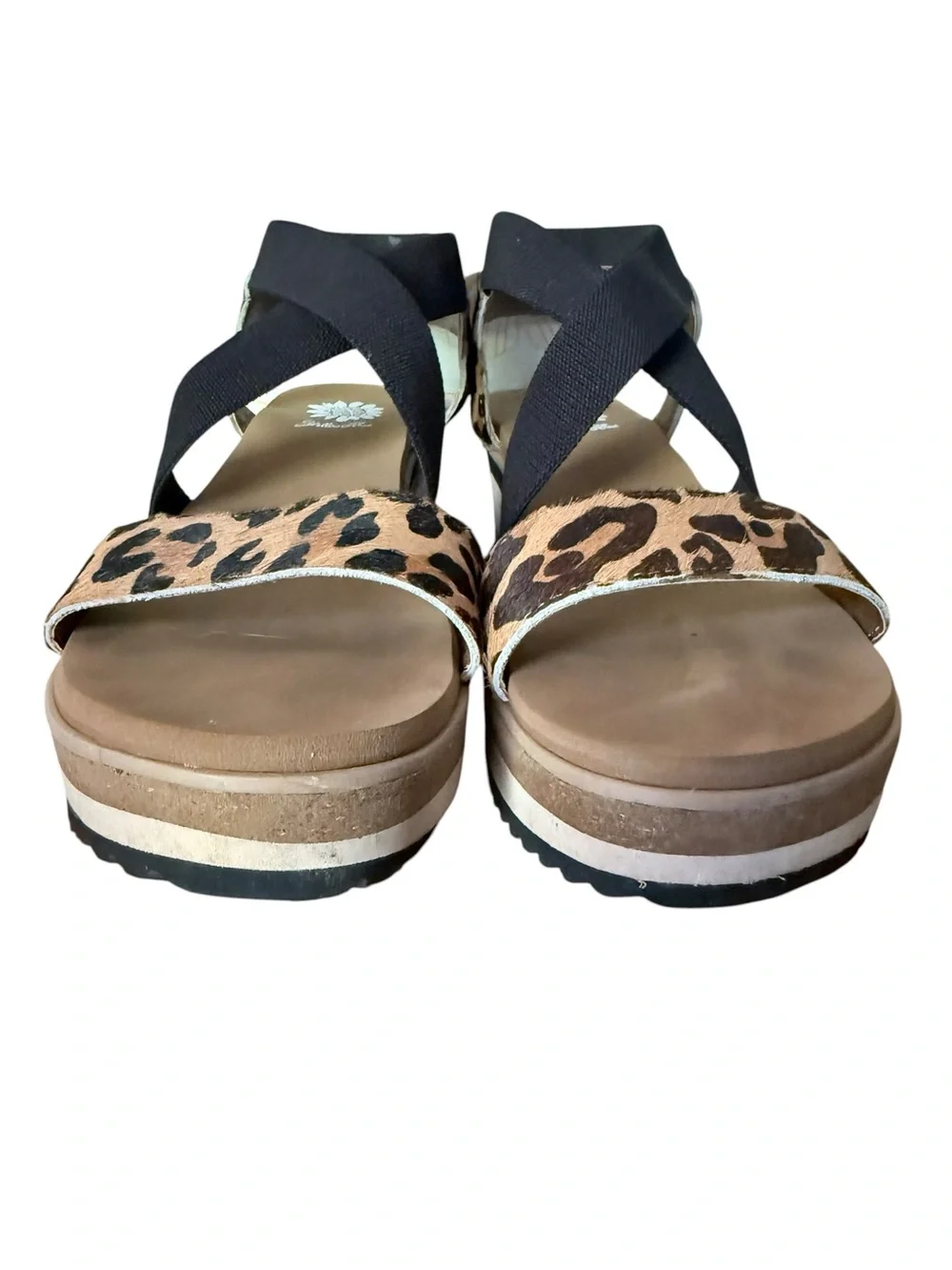Yellowbox Janalee Women's Size 8 Leopard Dyed Calf Hair Wedge Sandals w/ Box